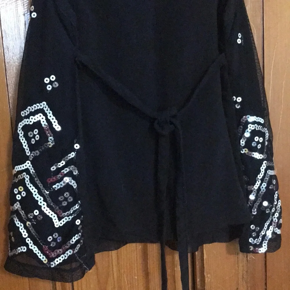 3/$20 Justice Black Top with Sequins - Tie Back